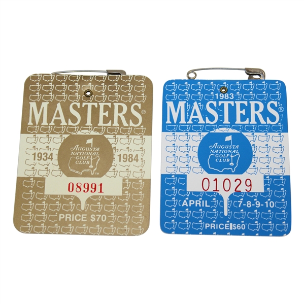 1983 & 1984 Masters Tournament SERIES Badges