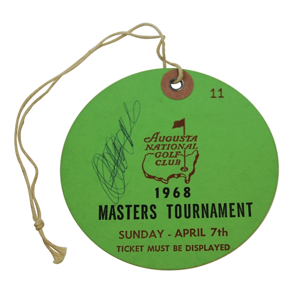 1968 Masters Tournament Sunday Final Rd Ticket #11 - Low Number