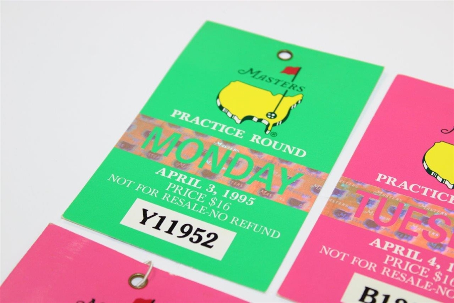 1995 Masters Monday, Tuesday (x2) & Wednesday Tickets - Tiger's Masters Debut