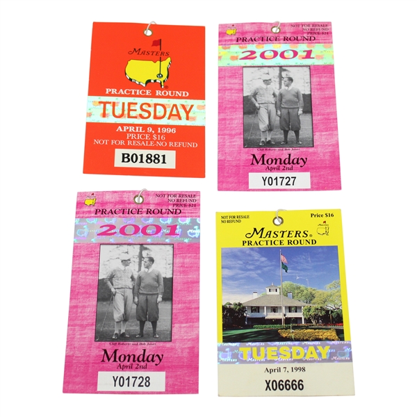 1996, 1998 & 2001 (x2) Masters Tournament Practice Round Tickets