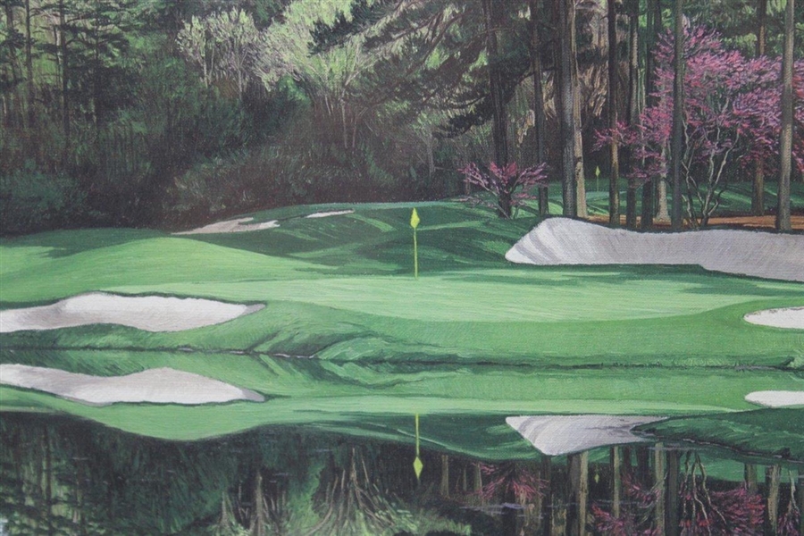 1999 Augusta National Golf Club The 16th Hole Redbud' Linda Hartough Print - Framed