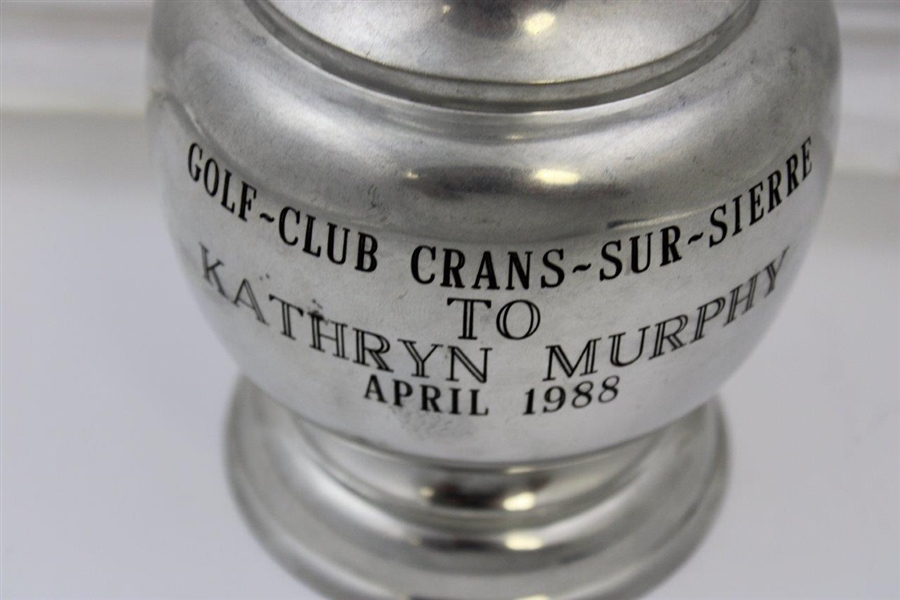 Golf-Club Crans-Sur-Sierre Pitcher Trophy to Augusta National GC's Kathryn Murphy - April 1988