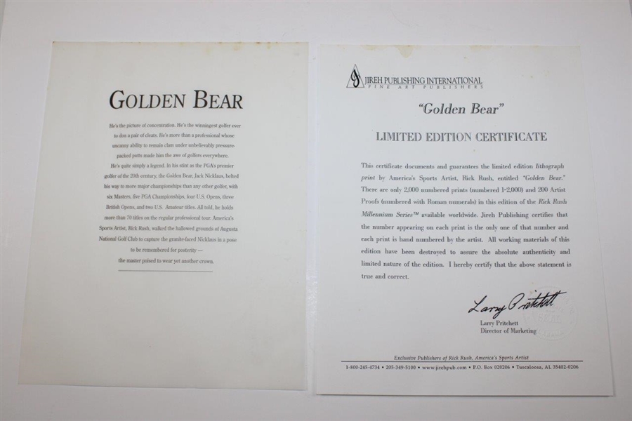 Golden Bear' Limited Edition Print by Rick Rush #46/2000 with Certificate - Framed