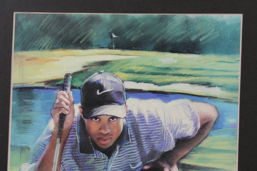 Tiger Woods Eyeing Putt May 2004 Print by Artist Heriyah - Framed