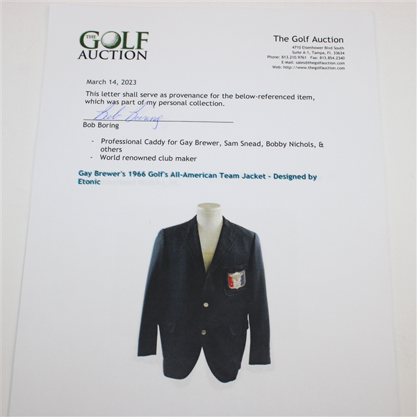 Gay Brewer's 1966 Golf's All-American Team Jacket - Designed by Etonic