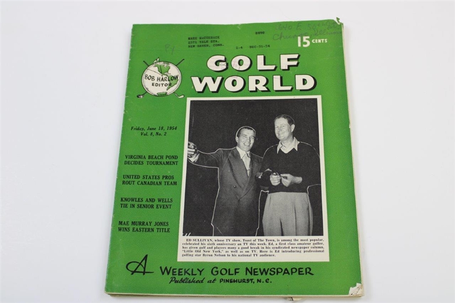 Ten (10) Various Golf World Magazines - 1952-1954 - Belonged to Mark McCormick