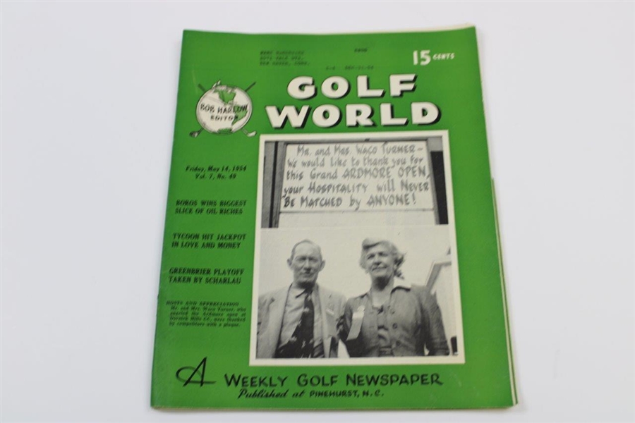 Ten (10) Various Golf World Magazines - 1953-1954 - Belonged to Mark McCormick