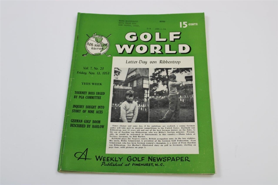 Ten (10) Various Golf World Magazines - 1953-1954 - Belonged to Mark McCormick