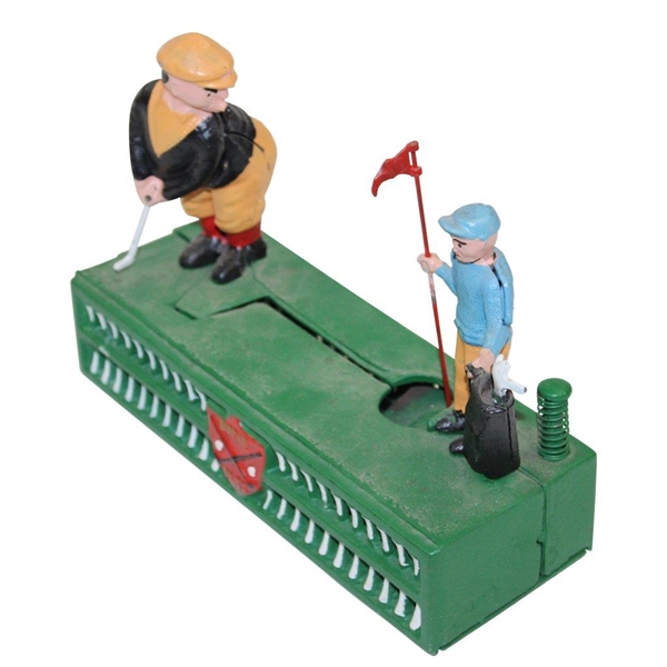 Classic Iron Birdie Putt with Golfer & Caddy Coin Bank