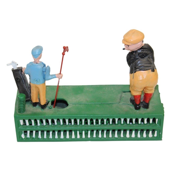 Classic Iron Birdie Putt with Golfer & Caddy Coin Bank