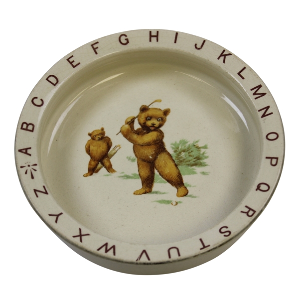 Vintage Grimwade’s Ltd. Ceramic Bears Playing Golf with Alphabet Around Perimeter Dish