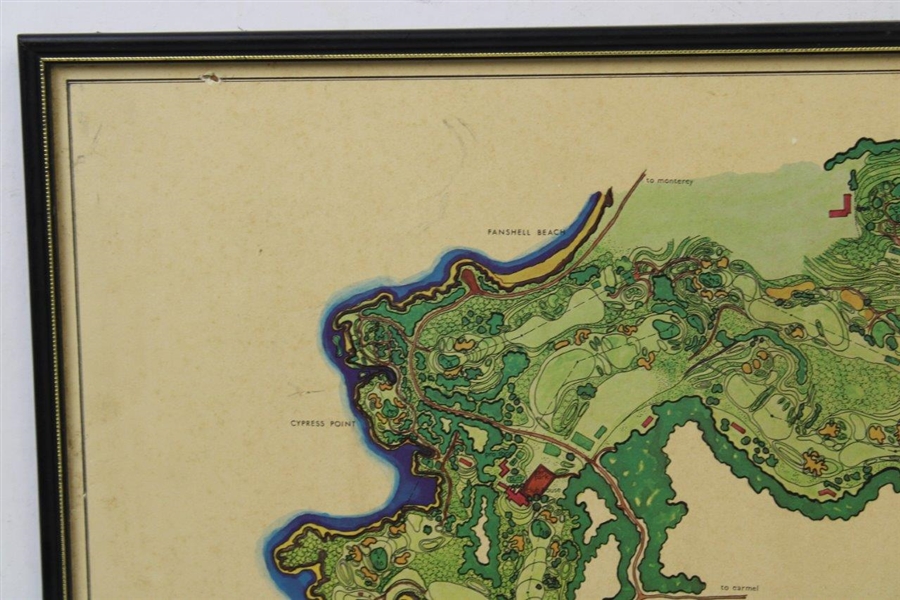 1968 Cypress Point Pebble Beach J.P. Izatt Layout Map - Framed