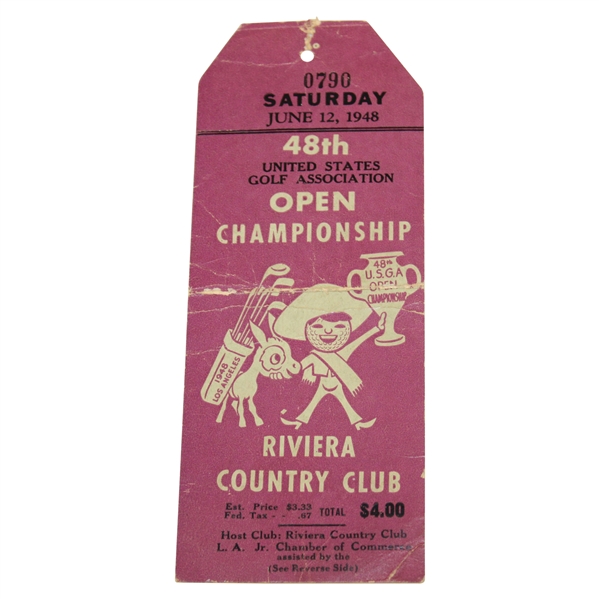 1948 US Open at Riviera Final Rd Ticket #0790 - Ben Hogan's First US Open Win