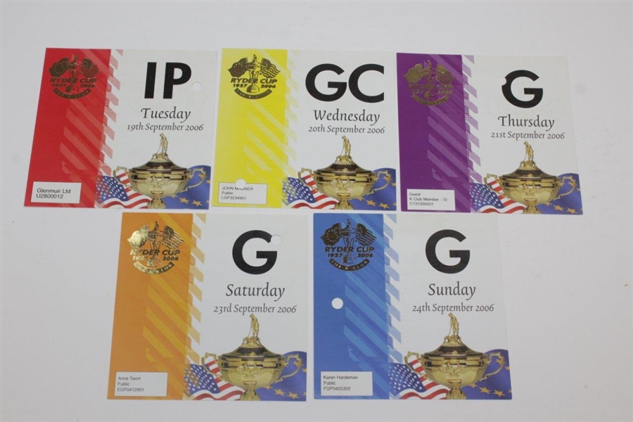 Five(5) Different 2006 Ryder Cup at The K Club Tickets
