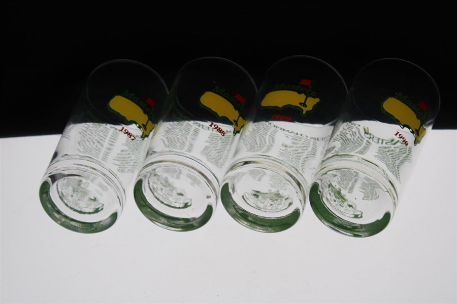 1987, 1988, 1989 & 1990 Masters Tournament Commemorative Glasses