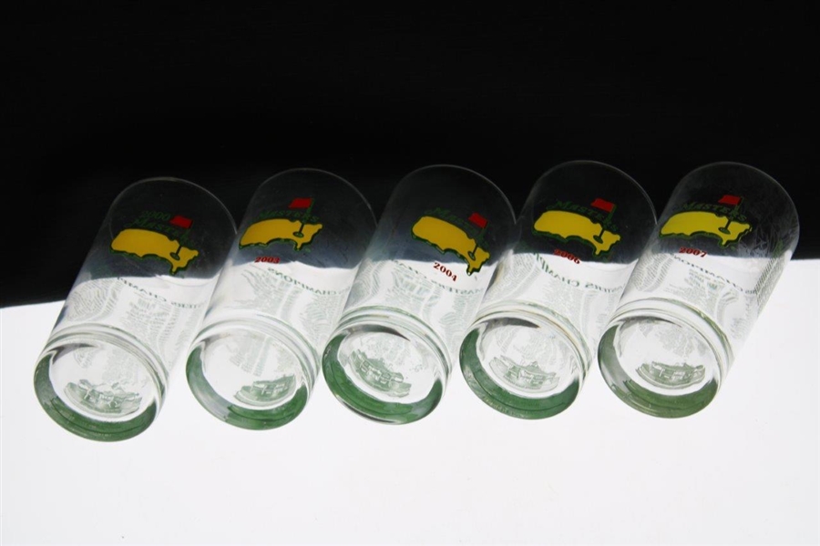 2000, 2003, 2004, 2006 & 2007 Masters Tournament Commemorative Glasses