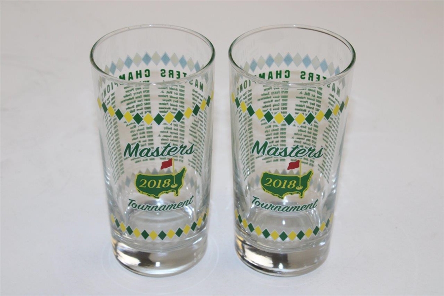 Pair of 2018 Masters Tournament Commemorative Glasses in Original Box