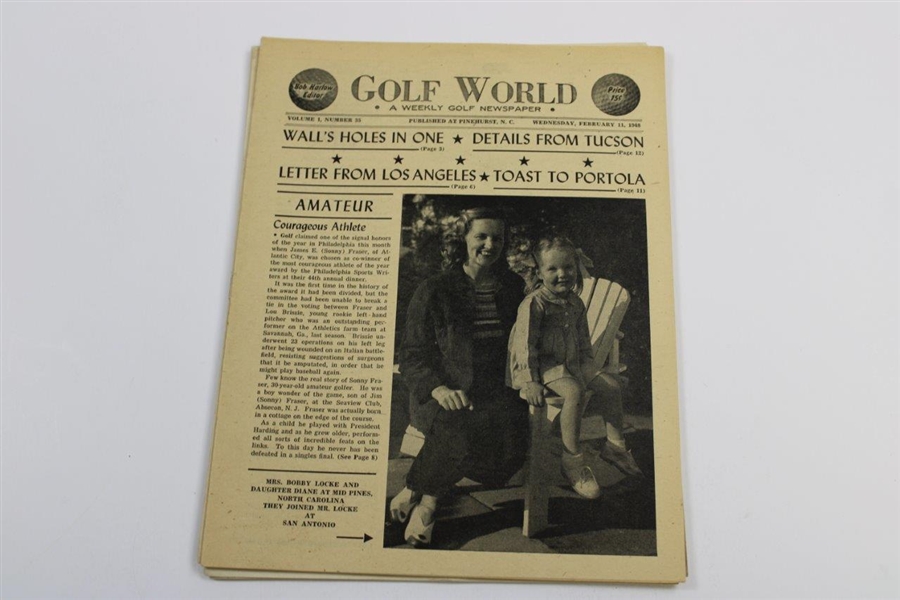 Six (6) 1947-1949 Golf World Magazines:  Dec. 3, Feb. 4, Feb. 11, Feb. 18, Dec. 22 & Jan. 5