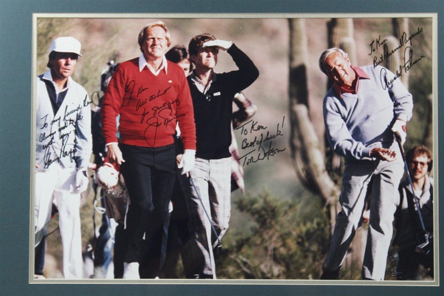 The Great Four' Palmer, Nicklaus, Player & Watson Signed Photo To Ken - Framed JSA ALOA