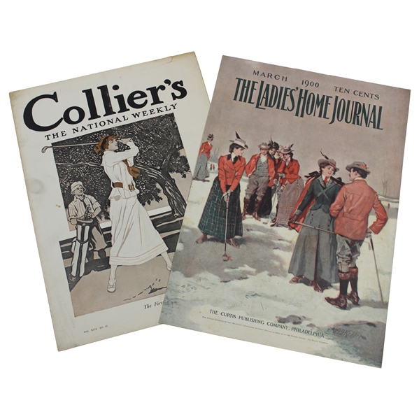 1912 Collier's 'The First Tee' Lady Golfer Magazine & 1900 The Ladies' Home Journal Golf Cover