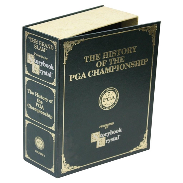 Grand Slam Champion Ltd Ed Crystal Rocks Glasses in Orig. Book Case - Nicklaus, Hogan, Sarazen & Player