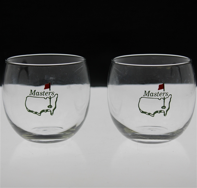 Pair of Masters Tournament Green Logo Whiskey Glasses