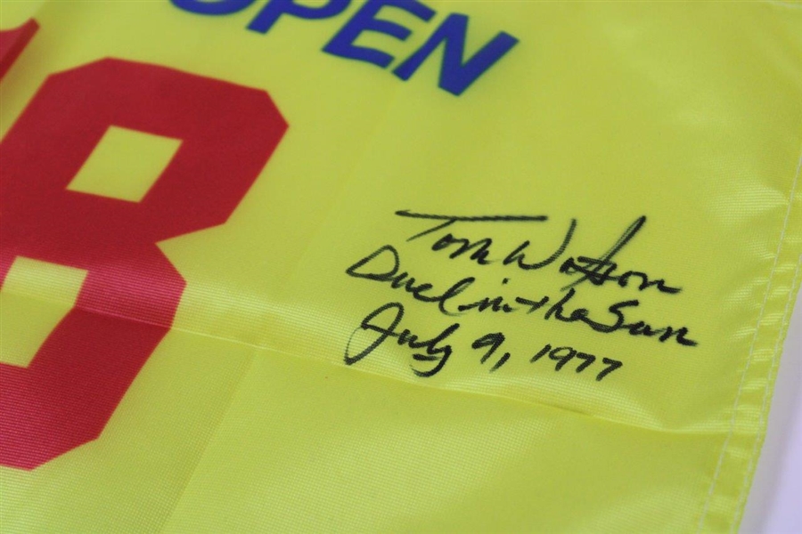 Jack Nicklaus & Tom Watson Signed Turnberry Replica Flag w/'Duel in the Sun' with Letter JSA ALOA