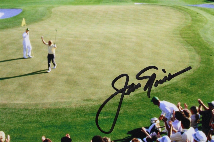 Jack Nicklaus Signed 1986 Masters '18th Green Celebration' Photo with Letter - JSA ALOA