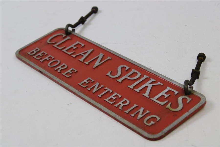 Clean Spikes Before Entering' Metal Hanging Sign