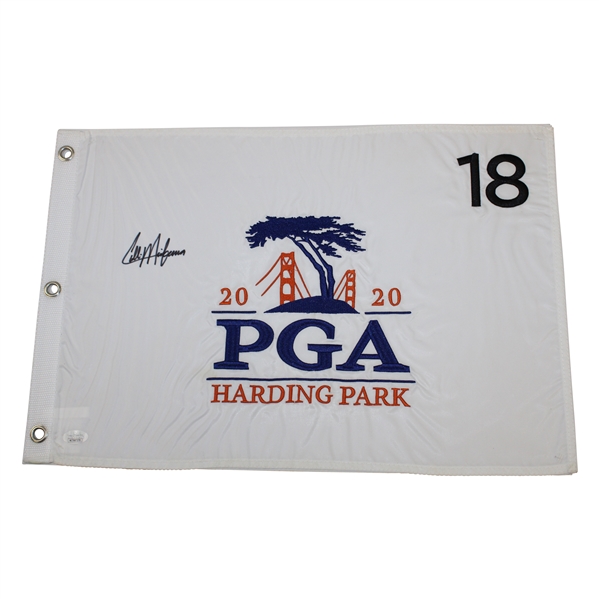 Collin Morikawa Signed 2020 PGA at Harding Park Embroidered Flag JSA #WIT687370