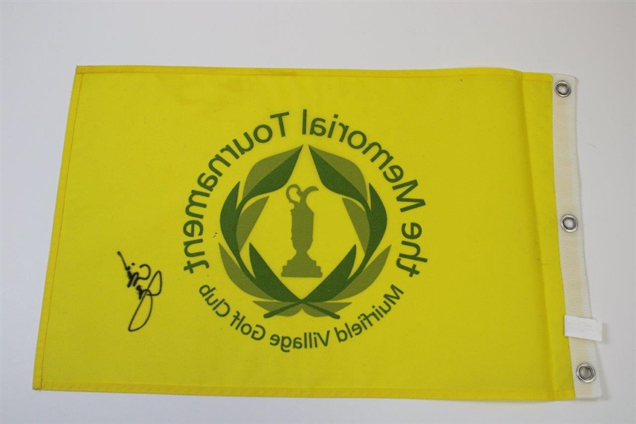 Jack Nicklaus Signed The Memorial Tournament at Muirfield Yellow Flag JSA ALOA
