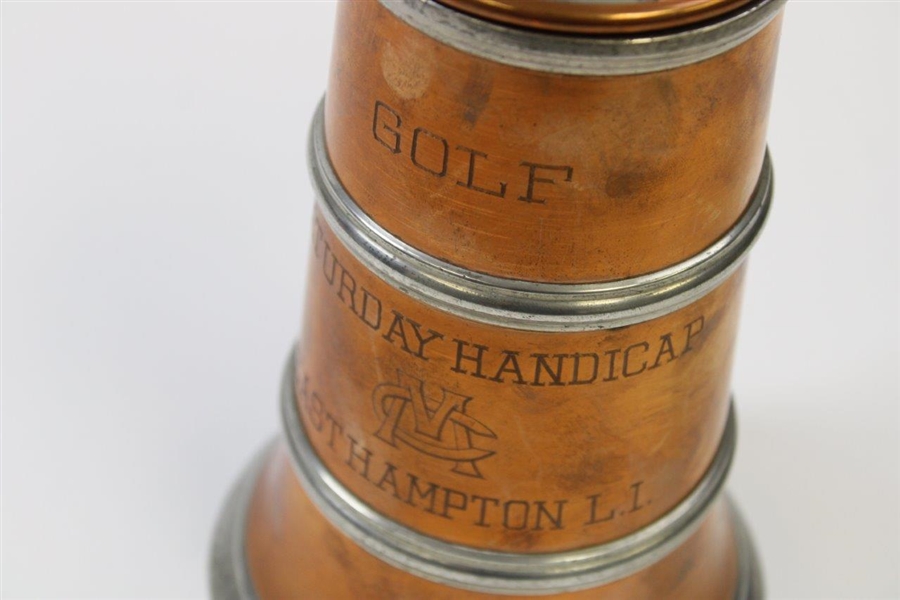 Maidstone Club, Easthampton L.I Golf Saturday Handicap Bronze & Pewter Large Tankard trophy