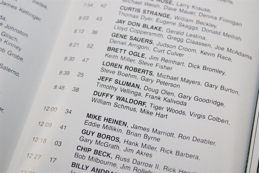 Complete (5) 1996 GMO Pairing Sheets Inc. Pro-Am Listing Tiger as Amateur Before Hello World!