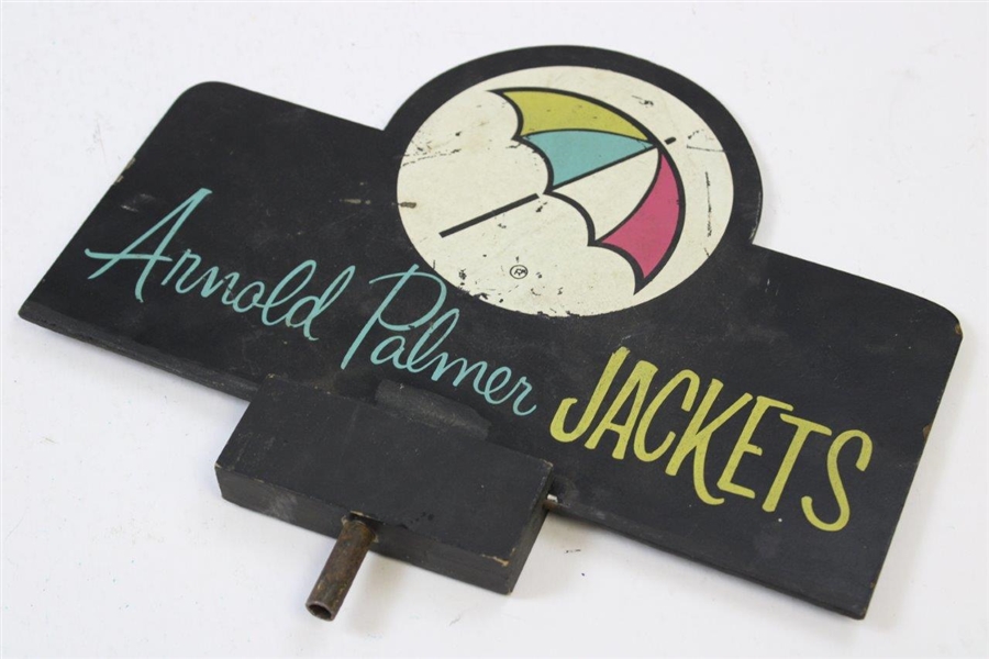 Vintage Arnold Palmer Jackets Double Sided Wood Point of Sale Sign with Umbrella Logo