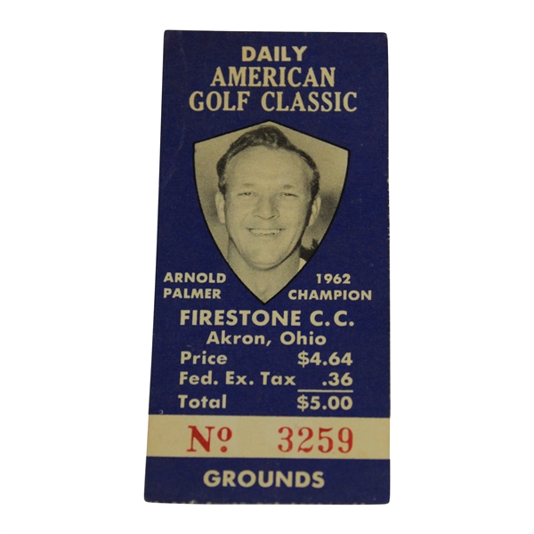 1962 Daily American Golf Classic at Firestone CC w/Palmer Cover Ticket Stub #3259