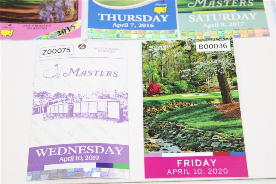Twelve (12) Straight Years of Masters Tickets - 2009-2020 (One Each)