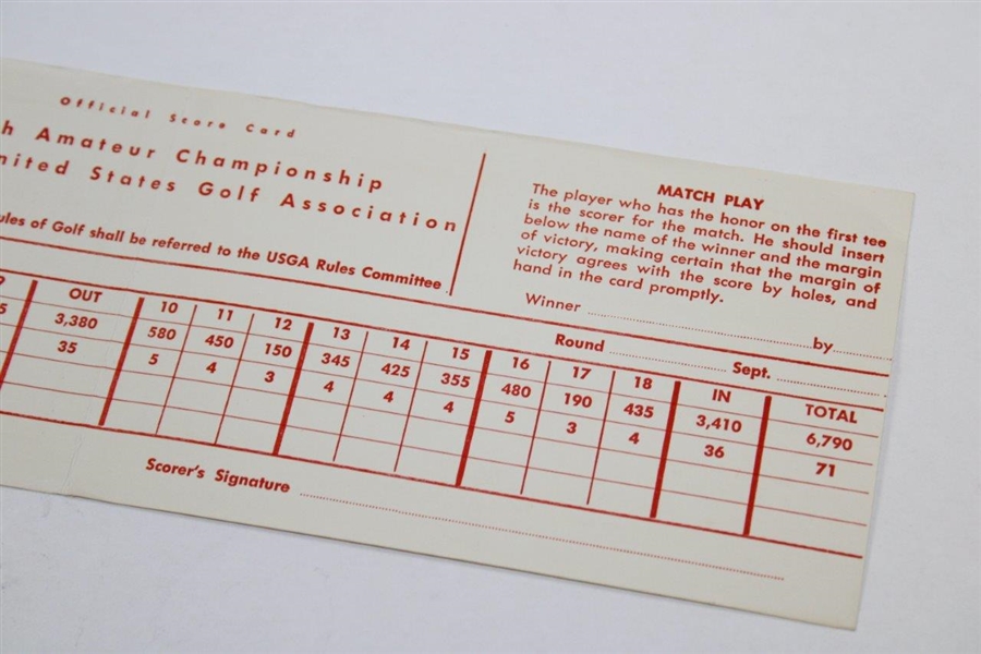 Official 1956 US Amateur Scorecard - Jack Nicklaus' First USGA Competition