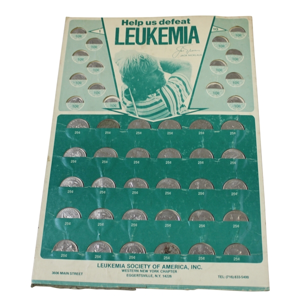 'Help Us Defeat Leukemia' Jack Nicklaus Image Promotional/Advertisement Coins Card