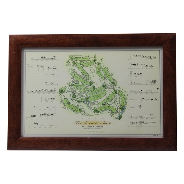 The Augusta Chart' Dr. Alister Mackenzie Golf Course Architect Ltd Ed 59/250 Map - Framed