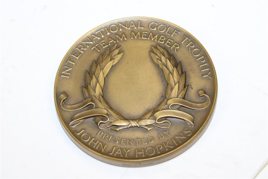 PGA International Team Matches Bronze Medallion Golf Trophy in Box - Thomas W. Crane