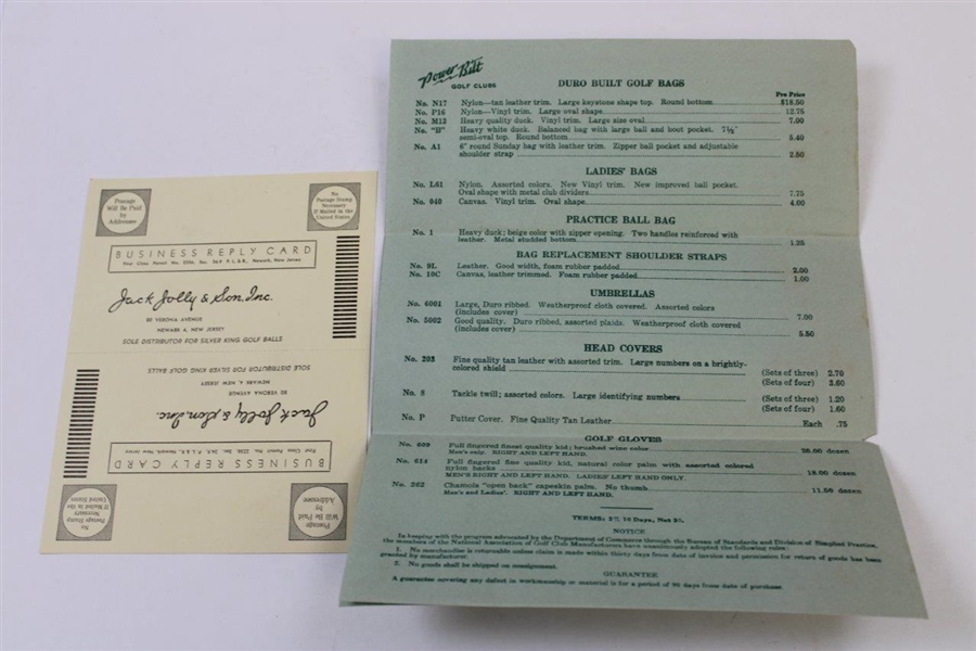 1950 & 1952 Golf Club Price List Booklets - Power Bilt & Jack Jolly & Son