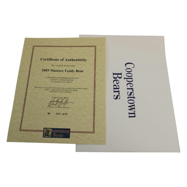 Jack Nicklaus Signed Ltd Ed 2003 Masters Cooperstown Bear #65/100 in Original Box JSA ALOA
