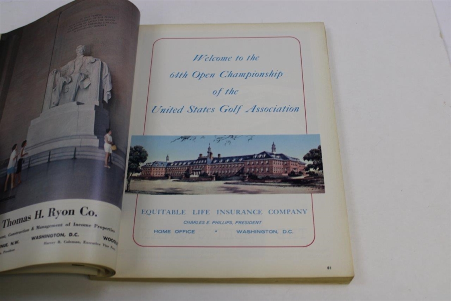 1964 US Open at Congressional Country Club Official Program - Ken Venturi Winner