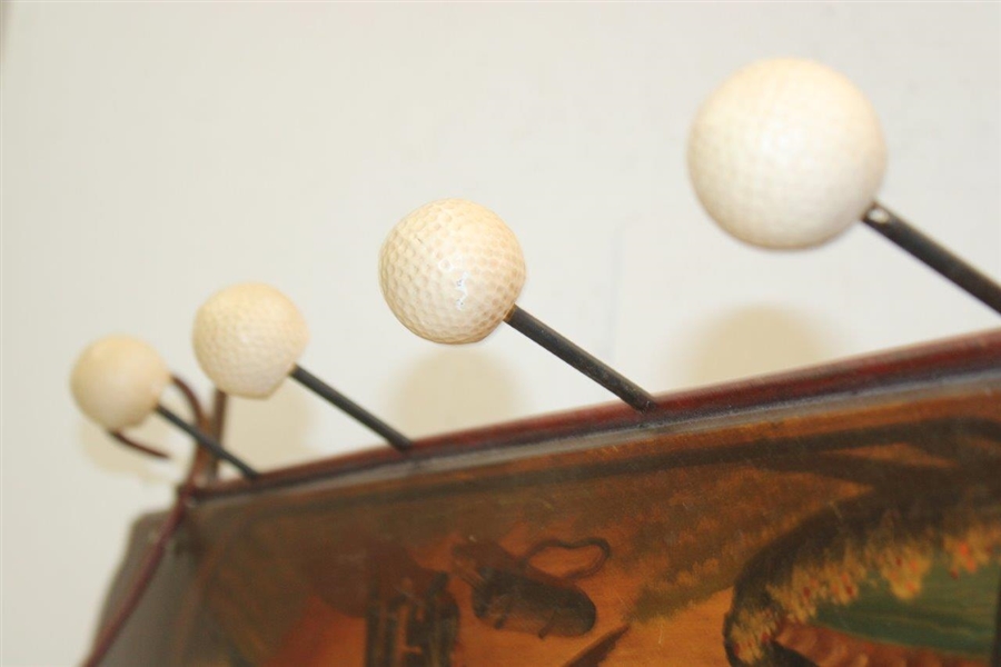 Classic Decorative Golf Scene Painted Clubs & Golf Balls Dual Coat Rack/Shelf