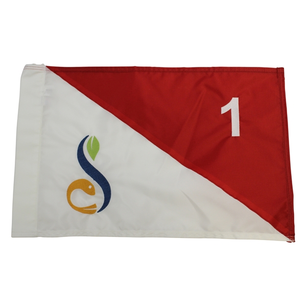 Undated Red & White Streamsong '1' Embroidered Golf Flag