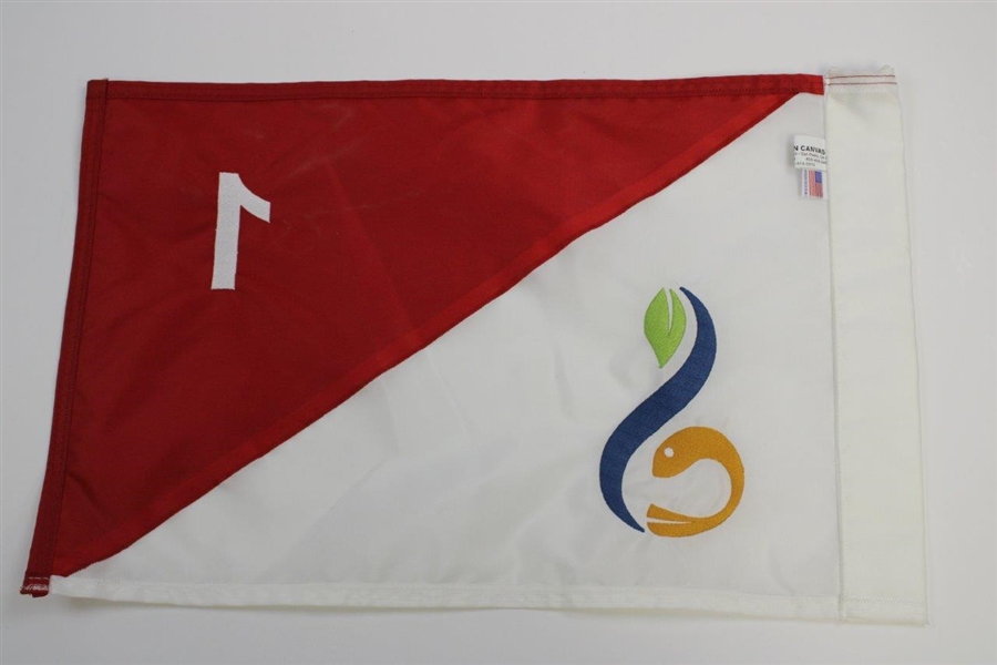 Undated Red & White Streamsong '1' Embroidered Golf Flag