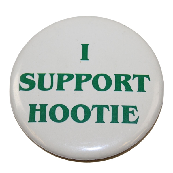 White with Green 'I Support Hootie' Pinback Button