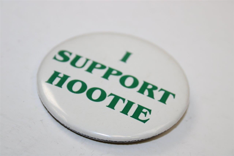 White with Green 'I Support Hootie' Pinback Button