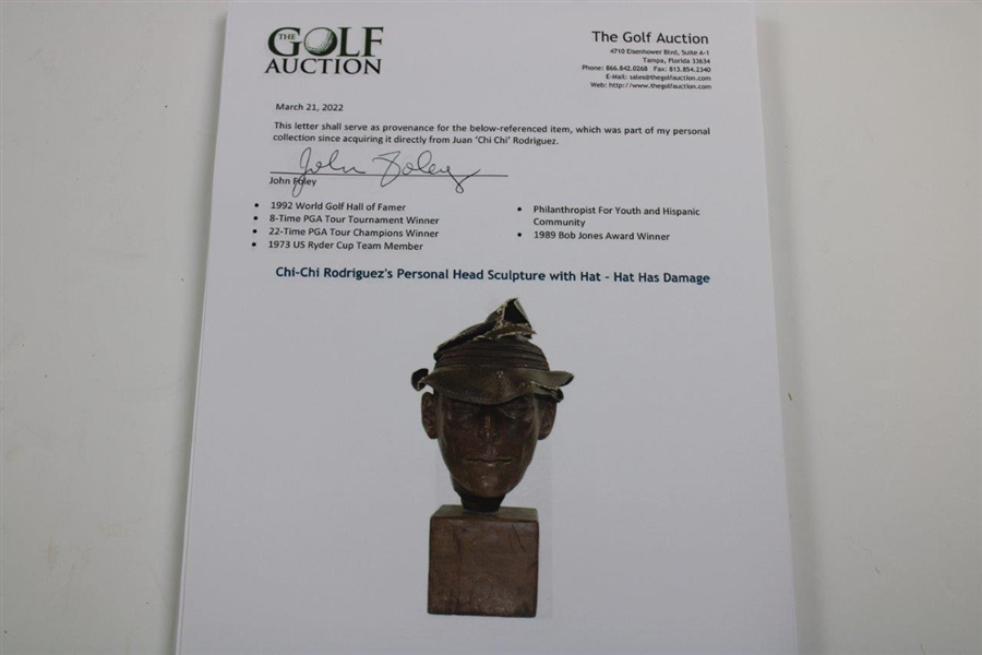Chi-Chi Rodriguez's Personal Head Sculpture with Hat - Hat Has Damage