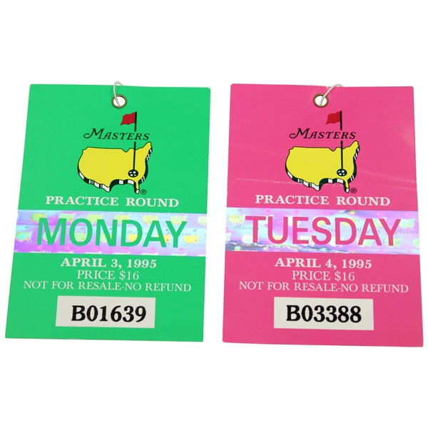 1995 Masters Tournament Monday & Tuesday Tickets - Tiger's Masters Debut